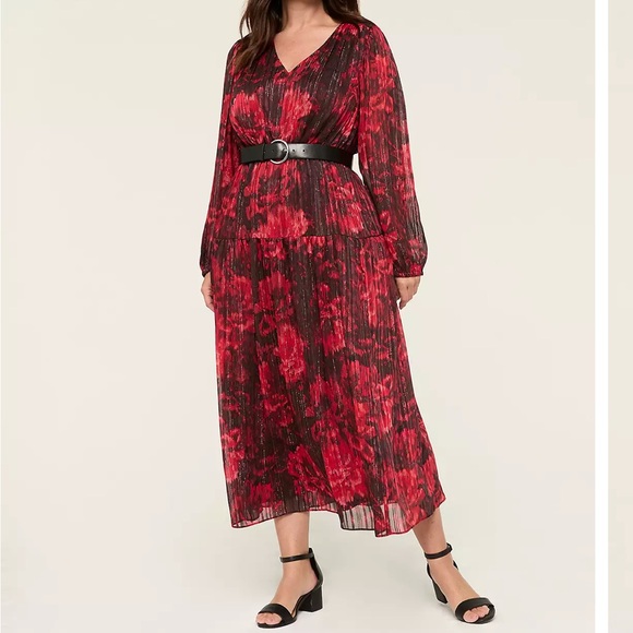 Lane Bryant Dresses & Skirts - Lane Bryant UEC Women’s Size 16 Red and Black Abstract Floral Maxi Dress